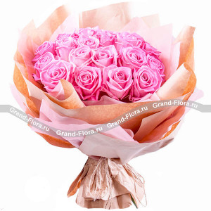 Розовая загадка - букет розовых роз